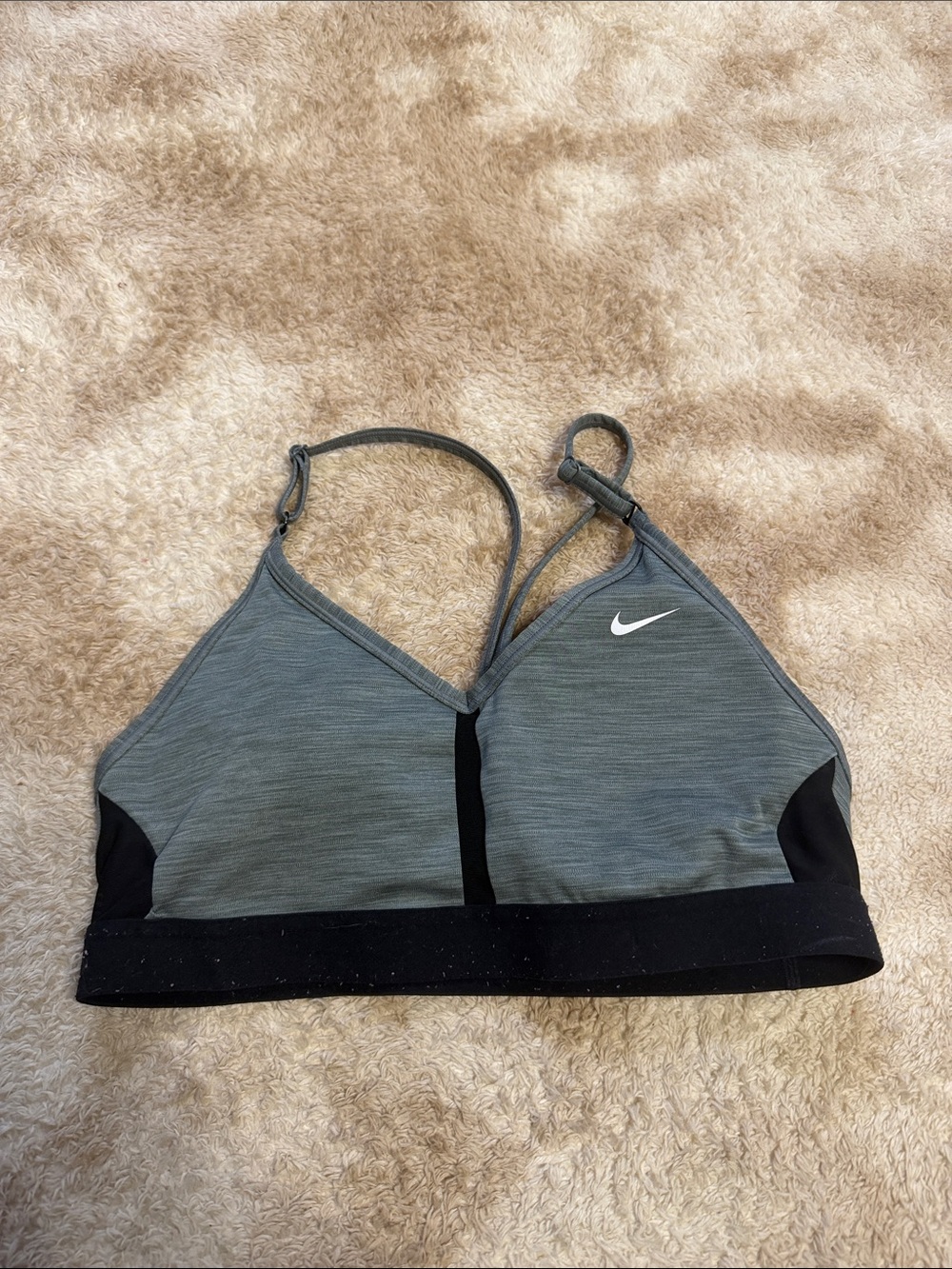 Nike Grey and Black Low-Impact Dri Fit Sports Bra Padded